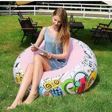 1pc New Graffiti Spherical Inflatable Lazy Sofa, Foldable Flocked Inflatable Bean Bag Chair, Portable Air Sofa For Indoor Home Relaxation - A - View 8