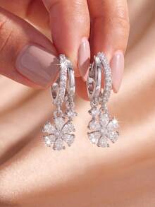 2pcs/Set Gentle Style Earrings, Elegant Earrings For Women, Suitable For Commuting, Dating, Party, Travel - Flower - View 3