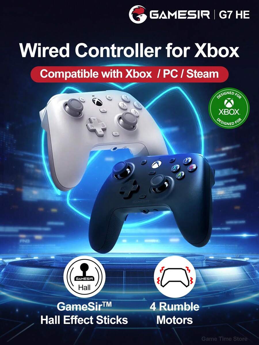 Tay cầm chơi game có dây GameSir G7 HE tương thích với Series X/S, One X/S, Win 10/11, Steam PC, cần điều khiển Hall Effect và cò analog, 4 mô-tơ rung bất đối xứng, 2 nút nâng cao có thể lập trình, hỗ trợ phần mềm tùy chỉnh
