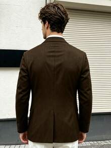 Men's Solid Color Casual Commute Travel Suit Jacket - Brown - View 3