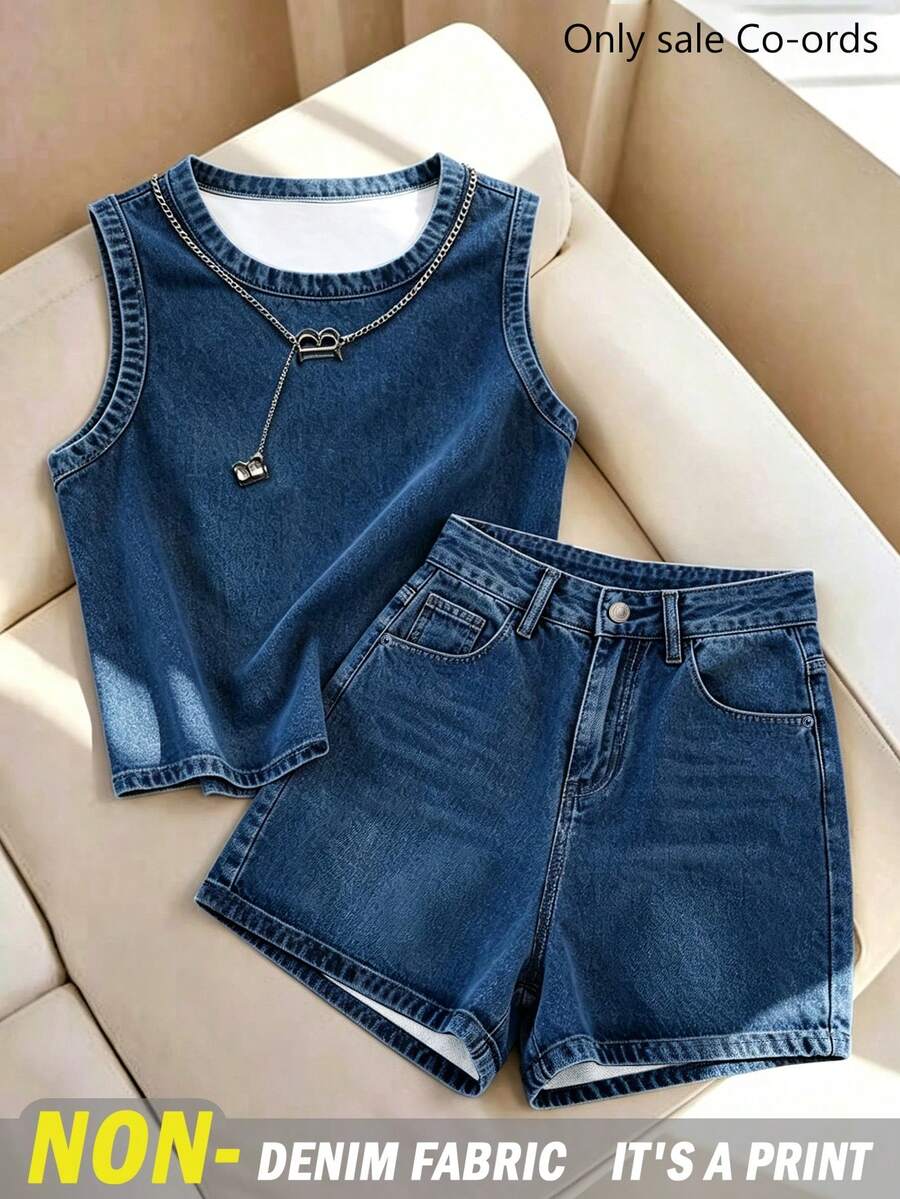 Women Denim Shorts - Royal Blue - View 1