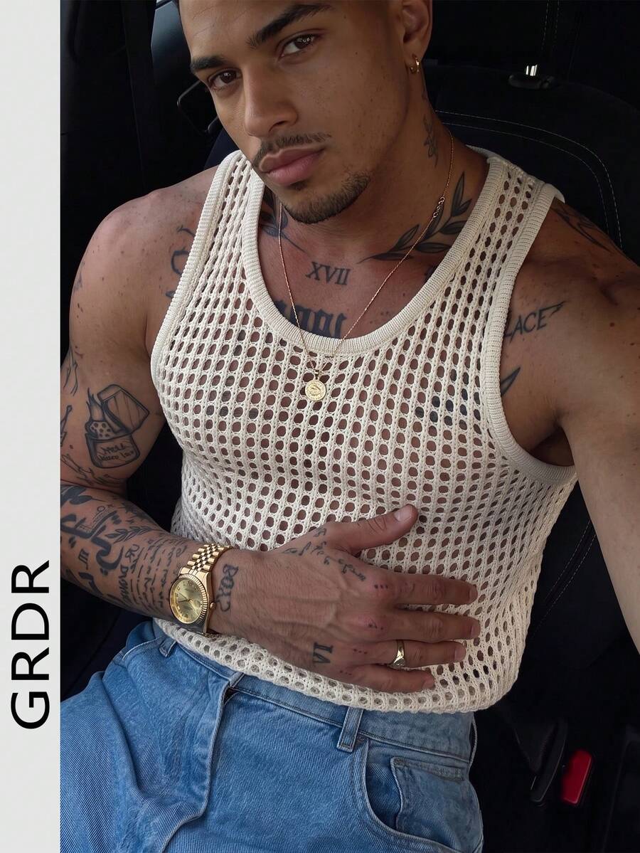 GRDR Men's Summer Knit Tank Top, Suitable For Commuting And Daily Wear - Apricot - View 1