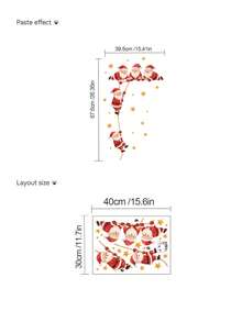 mama look 1pc, Multi-Style, Christmas Decoration Wall Sticker, Santa Claus, Snowman, Reindeer, Gift Box Pattern, PVC Self-Adhesive Removable Wall Sticker, Suitable For Bedroom, Living Room, Kitchen, Dining Room, Bathroom Background Wall, Can Cover Imperfections - Multiple Styles - View 8