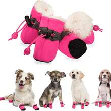 Premium Drawstring Closure Pet Boots, Reflective Strip Decoration, Fine Stitching Craftsmanship, Adjustable Drawstring Buckle, Anti-Slip Paw Protection Socks Shoes, Suitable For Small Dogs - Pink - View 13