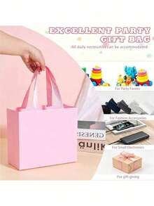 1/5pcs Colorful High-Quality Gift Paper Bags With Satin Ribbon Handles, Suitable For Valentine's Day, Wedding, Birthday, Christmas, Anniversary And Business Occasions (Large, Medium And Small) - White - View 5