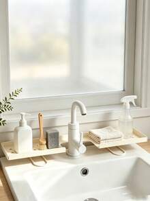 Over‑The‑Faucet Sink Organizer Rack, 90‑Degree Foldable Design Countertop Space And Keeps Sink Tidy, Holds Soap Dispenser, Toothbrushes, Toothpaste And Small Bathroom Supplies, Perfect For Bathroom Sink, Household Washroom Dorm Use - Multicolor - View 12
