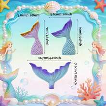 8pcs Purple Mermaid Cake Decorating Kit, Including Seashells, Mermaid Tails, Starfish Decor, Bringing Unparalleled Joy And The Most Beautiful Moments To Your Family And Friends. Bring Dreamy And Gorgeous Decor To Your Party. - Multicolor - View 21