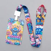 1pc Stitch And Lilo Lanyard - Vibrant Blue And Pink Design With Cartoon Characters, PVC Material, Suitable For ID Cards And Work Badges, ID Card Holder | Fun Design | Durable Lanyard, Stitch Accessories, Disney Merchandise - C-multicolor - View 11