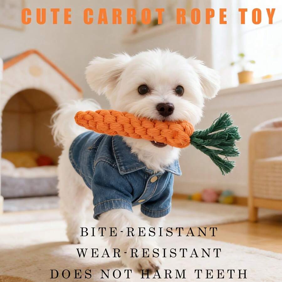 1pc Carrot Pet Toy, Durable Chew & Teething Toy For Dogs, Interactive Biting Toy For Cats - Multicolor - View 1