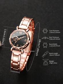 Rose Gold Minimalist Heart & Number Small Dial Women's Quartz Watch, Versatile Alloy Band Casual Wristwatch, Gift For Best Friend (1pc/Set) Watch Box Not Included - Rose Gold - View 3