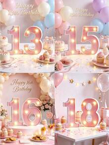 22/21/16cm Decorative LED Glowing Numbers And Letters, Plastic Neon Number Light Sign, Battery Powered Number Light, DIY Letters And Numbers, Suitable For Birthday, Christmas, Bar And Wedding Decoration - LED Letter and Number Lights - View 3