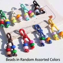 2pcs Assorted Color Handmade Woven Rope Knot Keychains, Colorful Beaded Bag Charms, Decorative Pendants For Keys, Backpacks And Earphone Cases - Multicolor - View 2