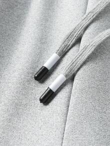 Blueprint Man 1pc Men's Light Gray Jogger Sweatpants, Elastic Drawstring Waist Adjustable For Different Waist Sizes, Soft Knit Fabric, Comfortable And Skin-Friendly, Casual Minimalist Style, Suitable For Daily Wear And Commuting, Men's Long Pants - Light Grey - View 10
