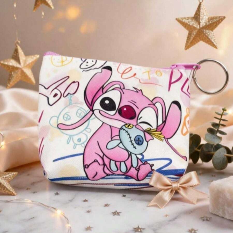 Official Product - Angel & Pattern Zipper Pouch - Fashionable Makeup Bag & Handbag With Charm - Practical Small Bag For Women And Teens - High-Definition Print - Multicolor - View 1