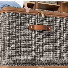 Fabric Storage Box With Lid, Foldable Clothes Organizer Bin With Leather Handles And Zipper, Large Capacity Wardrobe Storage Box For Bedding And Clothing - Brown - View 7
