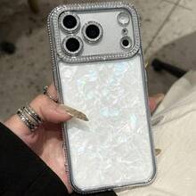 Luxury Rhinestone Phone Case, Compatible With IPhone 18 Pro Max 17 Air 16 15 14 Plus 13 12 11, Transparent Glitter Frame, Shell Pattern Backplate, Shockproof Protective Cover, Suitable As A Gift For Women And Men - Silver - View 5