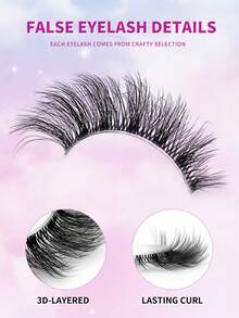 ENCHUW 7 Pairs False Eyelashes Natural Look Cat Eye Lashes With Clear Band Wispy Fake Eyelashes 3D Strip Lashes Soft Lashes Fluffy Natural Eye Lashes - Black - View 3