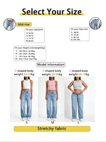 Women's Casual Light Wash Denim Jeans, Long Straight Leg Design, With Button And Pocket Details, Non-Stretch Fabric, Suitable For Daily Wear - Light Wash - View 6