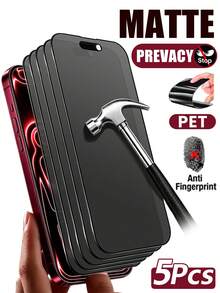 5片裝磨砂隱私螢幕保護貼，相容 iPhone 18 Pro Max 6.9 吋，非玻璃材質，全螢幕防窺防眩光陶瓷膜，防指紋，相容手機殼，適用 18 Pro Max/18 Pro/17 Pro Max/17 Air/16 Pro Max/16 Pro/16 Plus/16/15 Pro Max/14 Pro Max/13 Mini/12/11/XS Max/XR/8+/7 Plus - 黑色 - 查看 18