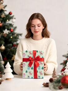 1 Roll Christmas Gift Wrapping Paper With Christmas Cat And Christmas Tree Patterns, Perfect For Christmas Gift Wrapping,Decorating For Christmas Parties,Home Festive Decoration,DIY Craft,Festive Favour Wrapping ,1 Roll Size: 43 Cm X 300 Cm - A - View 3