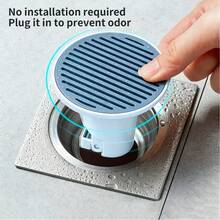 11pcs Set, 1 Shower Drain Cover + 10 Drain Stickers. Odor-Proof Bathroom Drain Core With Automatic Switch Function And Built-In Filter, Prevents Bathroom Drain Pipe Clogging, Suitable For Shower Room, Kitchen And Balcony. - A - View 3