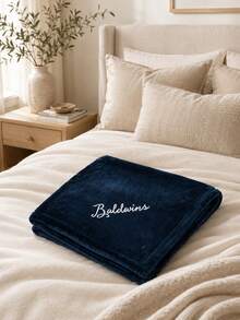 1PC Personalized Custom Text Embroidered Solid Flannel Throw Blanket, 2 Colors Optional, Decorative Cover For Armchair Sofa Bedroom, Ideal Holiday Anniversary Birthday Gift For Family Members - Multicolor - View 7