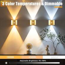 Luz de pared con sensor de movimiento LED, lámpara de pared decorativa inalámbrica, luz de pared LED con protección ocular, luz nocturna alimentada por batería, modelo, adecuada para pasillo, baño, dormitorio, cocina, decoración del hogar, decoración de la sala de estar - Cuadrado multicolor [Versión mejorada] - Ver 5
