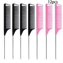 Professional Tail Comb Set, Includes Tail Comb, Parting Comb, Stainless Steel Tail Comb, Anti-Static Hair Comb, Braiding Comb, Fine Tooth Tail Comb, Highlight Comb, Multi-Function, Plastic Tail Steel Needle Comb, Home And Salon Steel Needle Comb, Dense Tooth Detangling Curling Comb Tool, Tail Comb Steel Needle Comb Hair Dye Styling Comb Teasing Comb Sectioning Rat Tail Comb Iron Tail Comb, Suitable For Normal Hair, Candy Color, Bridal Hair Comb, Ideal For Hair Salon, Salon And Home Use - Multicolor - View 16