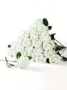 Purchase Artificial Roses, Artificial Flowers, Artificial Rose Decorations, DIY Wedding Bouquet Centerpieces, White Roses, Red Roses, Pink Roses, Blue & White Roses, Yellow Roses, Bridal Gifts, Valentine's Day Decorations, Party Decorations, Home Decor, Living Room Decor, Store Decor And Photography Props - Multicolor - View 9