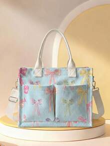 1pc Children's Tote Bag, Multi-Scenario Versatile, Extra Large Capacity, Ultra Lightweight & Portable, Versatile & Practical, Bowknot, Heart, Cherry Print Large Capacity Crossbody Mommy Bag, Multiple Pockets, Detachable Shoulder Strap, 2026 New Highly Attractive Daily Handbag - Multicolor - View 27
