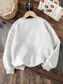2pcs/Set Suitable For Girls Big Kids Crew Neck Sweatshirt And Cargo Pants Outfit, Printed Heart Sequin Pattern Crew Neck Sweatshirt + Cargo Pants Matching Set, Suitable For Autumn/Winter Daily Wear - Multicolor - View 7