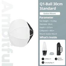 Ambitful Q1-30 Spherical Quick Release Softbox, Compatible With Bayonet And Mini Bowens Mounts, Portable Round Softbox For Studio Flash And Speedlite Photography - View 13