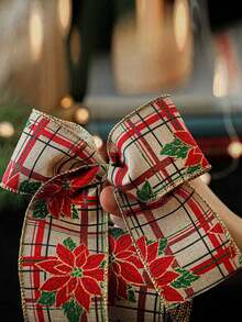 5 Yards Classic Width Christmas Scottish Check Print DIY Ribbon For Handmade DIY Craft Gift Floral Packing Wedding Christmas Wreath Deco - A - View 6