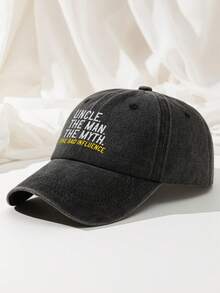 1pc Men's Retro Uncle Letter Print Baseball Cap Washed Polyester Casual Adjustable Breathable Sun Hat - A - View 7
