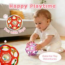 1pc Baby Handheld Ball-Shaped Rattle Toy, Hollow Structure, Sensory Rattle Toy For Grasping And Motor Skill Development, Halloween Christmas New Year Gift - Multicolor - View 6