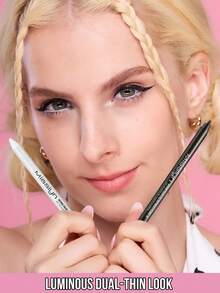 MISSLYN 2pcs Eyeliner Pencil Set, Vegan Waterproof Smudge-Proof, Long-Lasting High Pigment Smooth Application, Rich Color, Easy Glide Eyeliner, Suitable For Teenagers, Beginners, Makeup Enthusiasts, Perfect For School, Commute, Date, Party Night, Halloween, Perfect Gift For Her - #Set1 - View 2