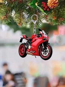 2D Flat Keychain, Red Sports Car Motorcycle Shaped Acrylic Novelty Keychain Car Pendant, Racing Theme, Motorcycle Enthusiast Car Key Pendant - Multicolor - View 7