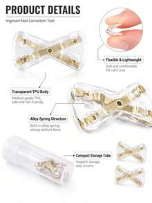 1pc X-Shaped Toenail Corrector Clip, Nickel Alloy & TPU Material Nail Correction Bracket, Flexible Invisible Nail Lift Patch, Suitable For Curved Toenails, Portable Foot Care Pedicure Tool, Suitable For Wearing Shoes And Daily Walking - Multicolor - View 3
