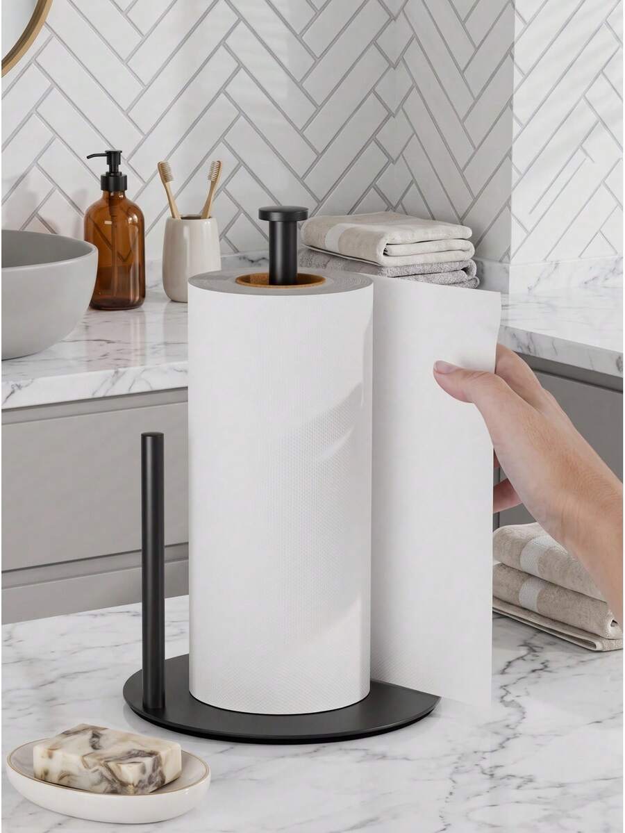 Countertop Paper Towel Holder, Freestanding Metal Kitchen Paper Towel Roll Holder, Heavy Duty Desktop Paper Towel Dispenser, Suitable For Kitchen Countertop, Bathroom, Kitchen Paper Towel Roll Holder For Countertop Storage. - Multicolor - View 1