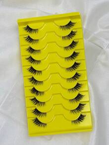 Hinarin 10 Pairs Half Lashes Wispy Clear Band 3D Cat Eye Look False Eyelashes Tail Elongated Lashes 3/4 Corner Natural Look Fake Eyelashes For Making Up Supply False Eyelashes Fake Lashes - Black - View 3