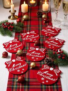 Merry Christmas Drink Coasters, Red Snowflake Felt Coasters, Christmas Holiday Tabletop Decoration Coasters, Winter Holiday Party Tableware Decor, Suitable For Home Kitchen Dining Table, Christmas Gift - Red - View 6