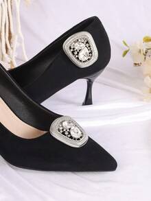 Removable Metal Shoe Flower Buckle Rhinestone Decor Accessories For Sandals Shoe Surface Repair Parts - Silver - View 6