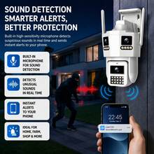 JOOAN 3MP Triple Lens Outdoor PTZ Security Camera CAM720 APP 5G WiFi Bluetooth AP Connection Electronic Zoom Human Detection Auto Tracking Full Color Night Vision Supports SD Card Cloud Storage Equipped With Network Port - Black and White - View 6