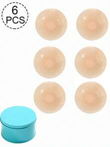 6pcs Women's Summer Ultra-Thin Silicone Nipple Covers, Self-Adhesive Breast Pads, Invisible Strapless Bra, Portable And Washable - Multicolor - View 12