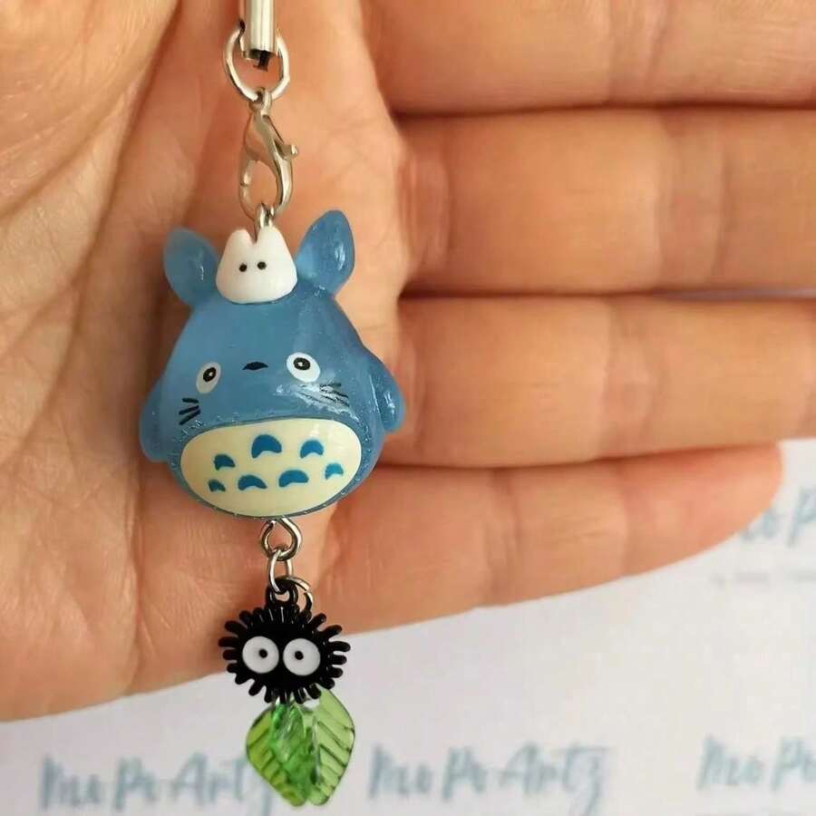 1pc Totoros Y2K Style Blue Phone Charm Keychain, Anime Cat Cosplay Theme Pendant Accessory, Multi-Functional, Can Be Worn Directly Or Used As DIY Craft Handmade Creation Part, Enriching Handmade Content, Eye-Catching Design, Suitable For Personal Collection Or As A Thoughtful Holiday Gift For Fellow Fans - Multicolor - View 1
