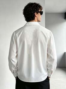 WAIT HIM Men's Vintage Lace-Up Puff Sleeve Shirt, Renaissance Style Loose White Casual Top, Suitable For Cosplay And Daily Wear - White - View 2