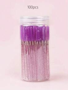 200/100/50/10 Pcs Eyelash Brushes, Mascara Wands (With Storage Case), Bendable Disposable Eyebrow Brushes, Eyelash Extension Brushes, Eyebrow Brushes, Castor Oil Brushes (Crystal Purple) - Purple - View 13