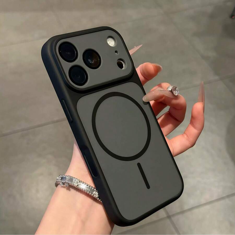 Luxury Vibrant Color Magnetic Phone Case, Compatible With IPhone 18 Pro Max 18 Pro, Supports Magnetic Wireless Charging, Comes With Screen Protector, Compatible With Iphone 16 Pro Max 17 Pro Max 16 Plus 17 12 11 15 14 13 - Black - View 1