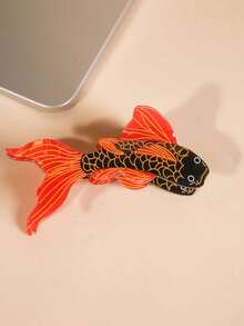 1pc Orange Koi Fish Hair Clip, Creative Acrylic Fiber Fish Tail Design, Incorporating Traditional Chinese Elements, Versatile And Fashionable - Multicolor - View 5
