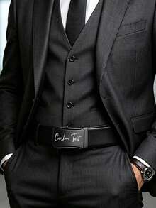 Customizable Men's Belt, Made Of PU Leather Material, Personalized Gift, Also Suitable For Anniversary, Father's Day, Husband And Boyfriend's Ideal Gift, Also Suitable For Business And Casual Occasions. Portable, Minimalist, Personalized And Unique. - Multicolor - View 4